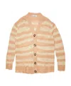 Acne Studios Distressed Stripe Cardigan In Nude