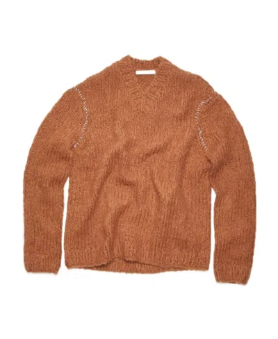 Acne Studios V-neck Knitted Sweater In Brown