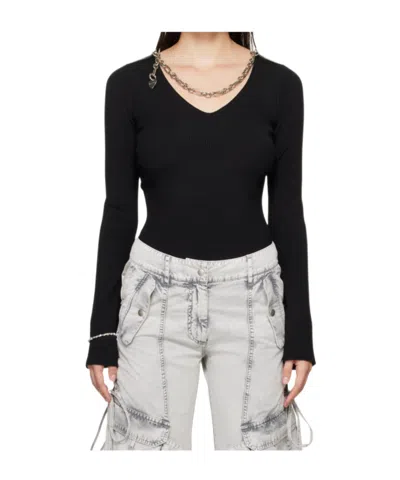 Acne Studios V-neck Knitted Top In Black
