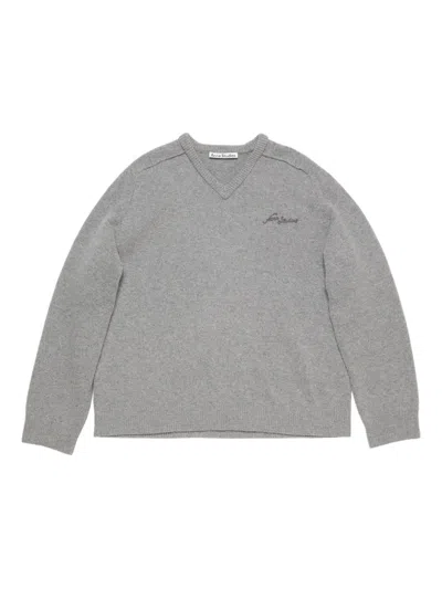 ACNE STUDIOS V-NECK LOGO SWEATER