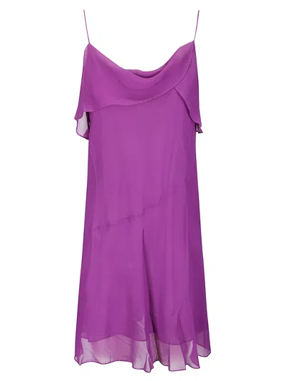 Acne Studios V-neck Mini Dress In Purple
