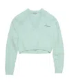 Acne Studios Logo-embroidered Wool Cropped Jumper In Green