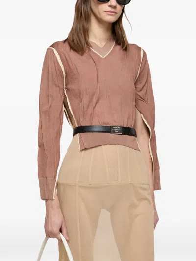 Acne Studios V-neck Top In Brown