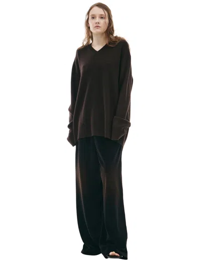 Acne Studios V-neck Wool Sweater In Brown