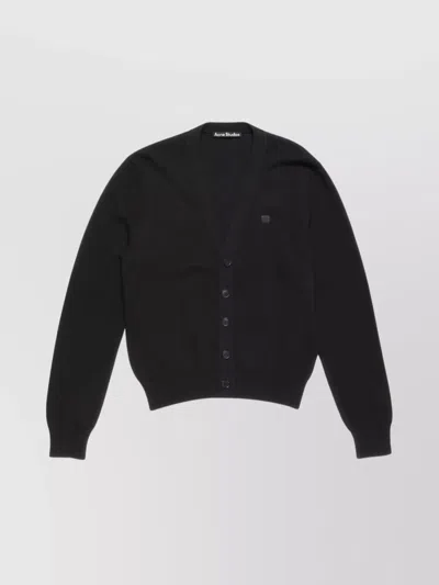 Acne Studios V-neckline Long Sleeves Ribbed Cuffs And Hem In Black
