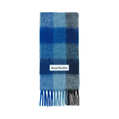 Pre-owned Acne Studios Vally Check Scarf 'navy/black/blue' | Men's Size Onesize