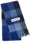 Acne Studios Vally Checked Wool-blend Scarf In Blue