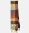 Acne Studios Women Multicolor Scarf With Check Motif And Logo Patch In Alpaca And Wool Blend Woman In Multicoloured