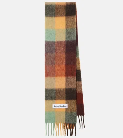 Acne Studios Women Multicolor Scarf With Check Motif And Logo Patch In Alpaca And Wool Blend Woman