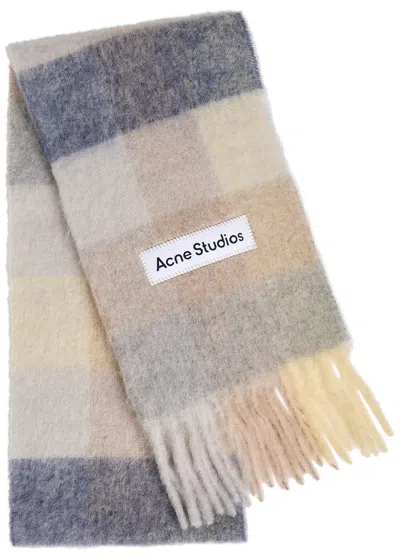 Acne Studios Vally Checked Wool-blend Scarf In Sand