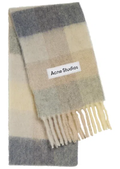Acne Studios Vally Checked Wool-blend Scarf In White