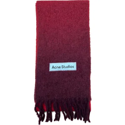 Acne Studios Vally Dip Dye Alpaca & Wool Blend Fringe Scarf In Red