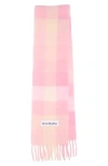 Acne Studios Vally Plaid Alpaca, Wool & Mohair Blend Scarf In Pink