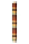 Acne Studios Women Multicolor Scarf With Check Motif And Logo Patch In Alpaca And Wool Blend Woman In Brown