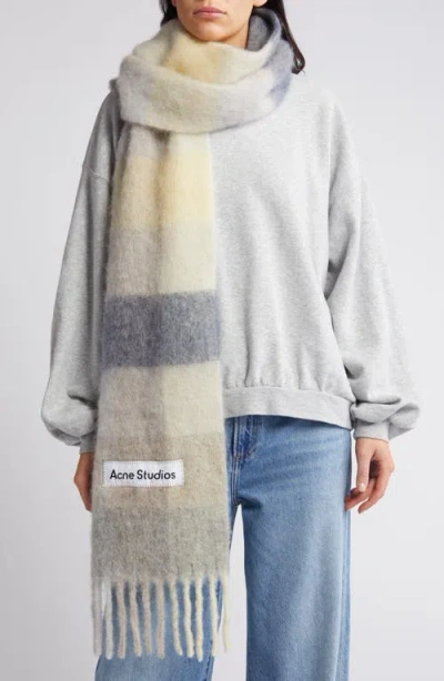 Acne Studios Vally Plaid Alpaca, Wool & Mohair Blend Scarf In Blue