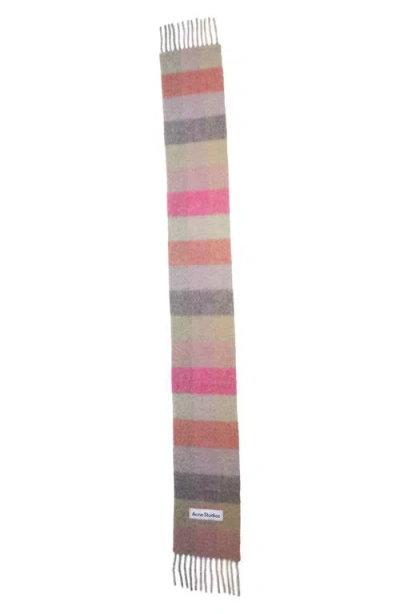 Acne Studios Vally Plaid Alpaca, Wool & Mohair Blend Scarf In Pink