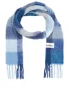 Acne Studios Vally Scarf In Indigo  Grey  & Light Blue