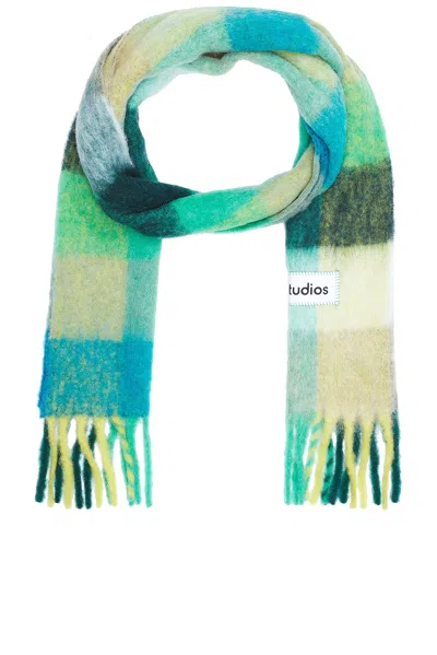 Acne Studios Vally Scarf In Jade Green & Yellow