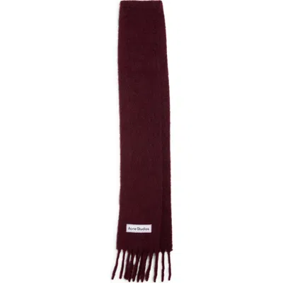 Acne Studios Vally Skinny Alpaca & Wool Blend Fringe Scarf In Burgundy