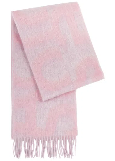 Acne Studios Vandy Logo-jacquard Wool-blend Scarf In Light Pink