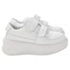 Acne Studios Velcro Strap Platform Sneakers In White Cow Leather In White