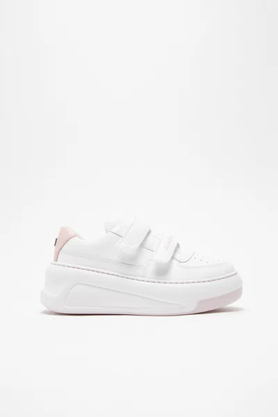 Acne Studios Velcro Strap Platform Sneakers In Optic White,pink