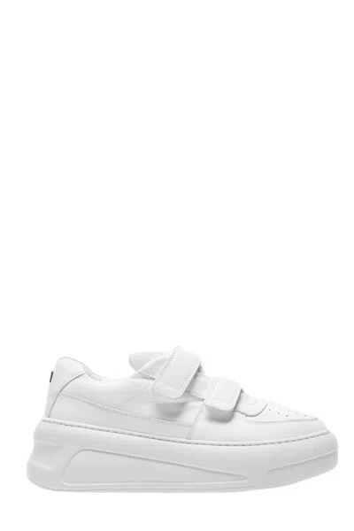Acne Studios White Velcro Strap Platform Sneakers