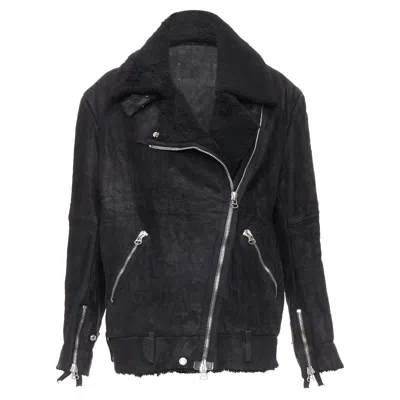Acne Studios Velocite Shearling Zip Oversized Biker In Black