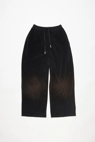 Acne Studios Velour Logo Trousers In Black