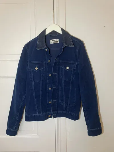 Pre-owned Acne Studios Velvet Denim Jacket Coat Jeans In Blue