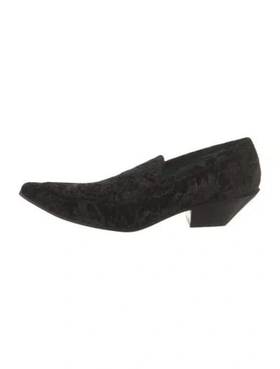 Pre-owned Acne Studios Velvet Printed Loafers In Black