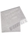 Acne Studios 1996 Logo Jacquard Double Face Wool Fringe Scarf In Gray