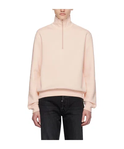 Acne Studios Vertical Collar Semi-zipper Sweater In Nude