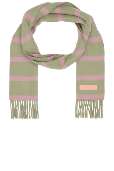 Acne Studios Vesta Skinny Stripe Wool Scarf In Green/pink