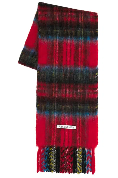 Acne Studios Vikky Check Scarf In Red
