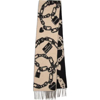 Acne Studios Vilma Chain Wool Blend Scarf In Brown