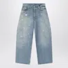 Acne Studios 2023 Paint Splatter Baggy Wide Leg Jeans In Light Blue