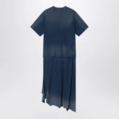 Acne Studios Vintage Effect Navy Blue Cotton Dress