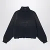 Acne Studios Vintage Effect Navy Blue Sweatshirt With Logo In Blue