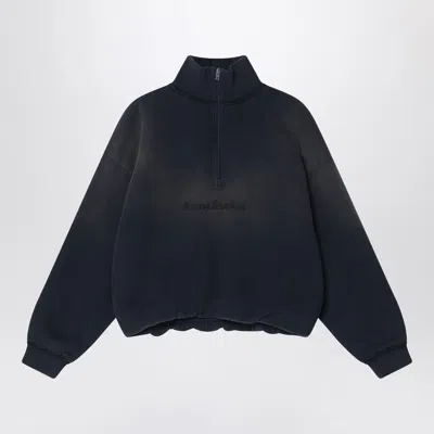 Acne Studios Vintage Effect Navy Blue Sweatshirt With Logo