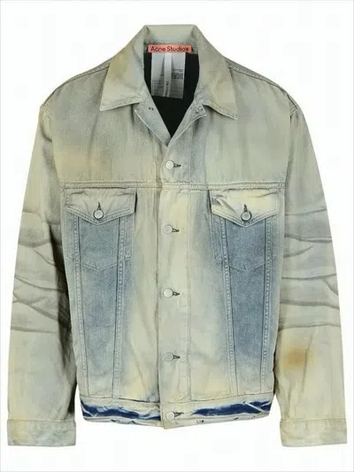 Acne Studios Vintage-inspired Denim Jacket With Classic Button-up Front In White