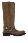 Acne Studios Vintage Leather Biker Boots With Distressed Effect In Brown