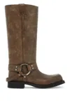 Acne Studios Vintage Leather Biker Boots With Distressed Effect In Brown