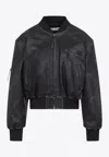 Acne Studios Vintage Leather Cropped Bomber Jacket In Black
