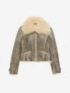 Acne Studios Vintage Leather Jacket In Fur Trim Details On Collar, Cuffs And Hem