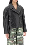Acne Studios Black Biker Jacket In Vintage Looking Leather Woman In Black