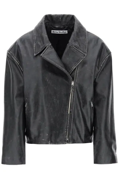 ACNE STUDIOS "VINTAGE LEATHER JACKET WITH DISTRESSED EFFECT