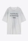 Acne Studios Exford Distressed Logo-print Organic Cotton-jersey T-shirt In Gray