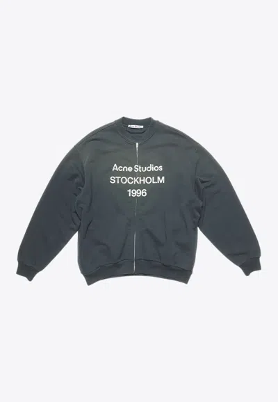 Acne Studios Sweatshirt Black Vintage Effect With Zip In Gray