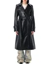 Acne Studios Long Leather Trench Coat Coats Black In Black